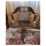 Mahogany Swivel Office Chair with Casters