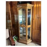 Lighted Oak Curio Cabinet with Adjustable Glass Sh