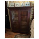 Mahogany Two-Door Bookcase with Glass Panels