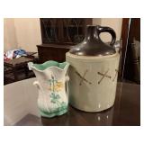 Weller Floral Vase & Glazed Stoneware Jug