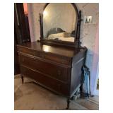 Mahogany Dresser & Mirror with Turned Legs