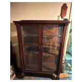 Antique Oak Two-Door Bookcase with Glass Panels