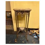 Antique Brass & Marble Plant Stand