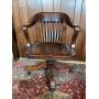 Mahogany Swivel Office Chair with Casters