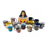 Wonder Woman Cookie Jar & 13 Coffee Mugs