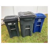 Three Plastic Waste Bins