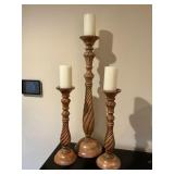 Three Wood Candle Stands