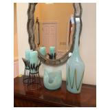 Decorative Glass Vases and Metal Candleholders