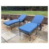 Pair Metal Poolside Chaise Lounges