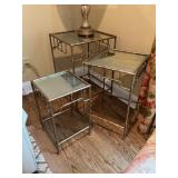 Three Gold Bamboo-Style Tables