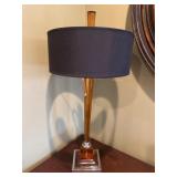 Amber Glass and Metal Table Lamp, 31 Inches