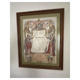 Northampton, Pa Taufchein Dated 1877, Framed