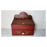 Folk Art Painted Wooden Sewing Box