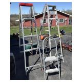 A-frame Aluminum Ladders and Plastic Step