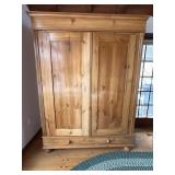 Primitive Two Door Pine Cabinet with Lower Drawer