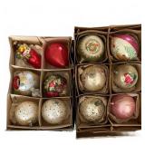 12 Antique Glass Christmas Ornaments