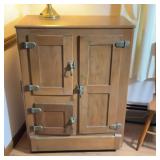 Antique Wood Icebox with Brass Hardware
