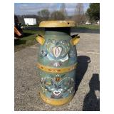 Vintage Metal Milk Jug, Painted Dutch Style