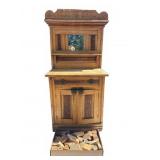 Antique Childï¿½s Wooden Cabinet with Blocks