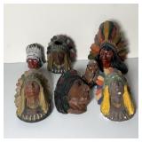 Vintage Plaster Chalkware Indian Wall Plaques