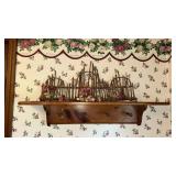 Two Pine Wall Shelves with Four Pegs Each