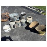 Galvanized Utility Lot with Enamel Pot