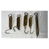 Five Antique Brass Scales