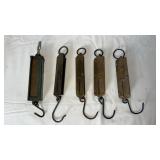 Five Brass Face Scales, Lander, Chatillon, & Hanso