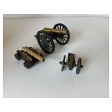Three Brass Cannon Miniatures