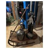 Sled, Cherry Boy Figure, Stoneware Jug