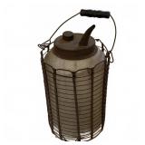 Antique Oil Container with Protective Metal Cage