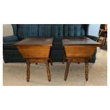 Pair Heywood Wakefield Dough Box Lamp Tables