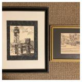 Framed Lighthouse Print and Street Scene