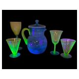 Tiffin Craquelle Pitcher and Pukeberg Fan Group