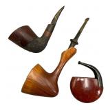 Three Artisan Tobacco Pipes