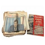 Old Newspapers: War, Kennedy, Ali