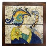 Signed Majolica Style Painted Tiles