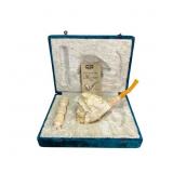 Hand-Carved Meerschaum Pipe with Storage Box