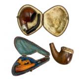 Three Meerschaum and Briar Pipes, Sterling