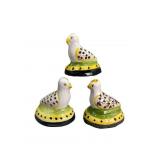 3 Hand Made Portuguese Ceramic Bird Flower Frogs