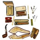 Pipe Collectibles Set with Amber, 925, 800 Silvers
