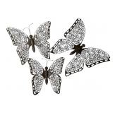 3 Large Graduated Metal Butterfly Dï¿½cor