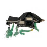 Asian Stand With Silk Panels And Glass Balls