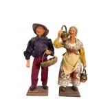Pair R. Gateau Santon French Folk Art Figures