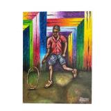 Jean Mitho Merancien Painting: BOY WITH HOOP