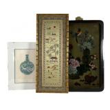 Asian Art Lot With Artist Proof, Embroidery