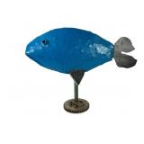 Blue Gatski Reclaimed Metal Fish Sculpture
