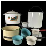 Vintage Enamelware Pots and Pans Set