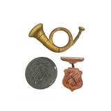 Civil War Infantry Horn, Shaving Mirror, Medal