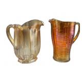 2 Northwood & Jeanette Marigold Glass Pitchers